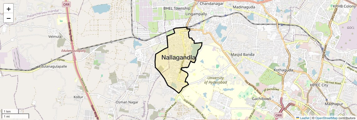 Location Map of Nallagandla, Hyderabad