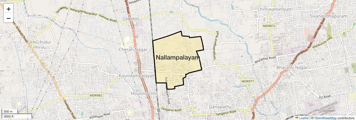 Location Map of Nallampalayam, Coimbatore
