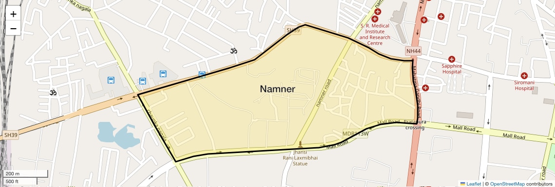 Location Map of Namner, Agra