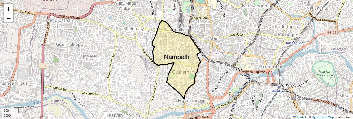 Location Map of Nampalli, Hyderabad