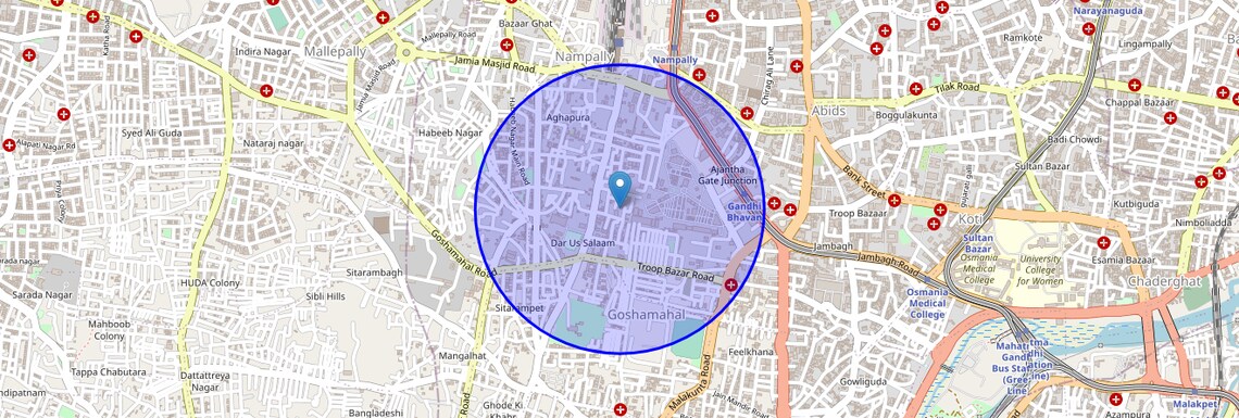Location Map of Nampalli, Hyderabad