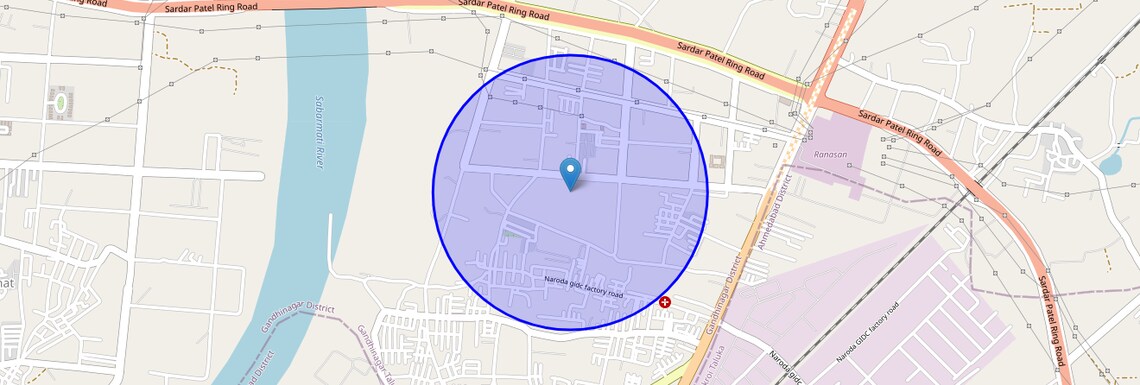Location Map of Nana Chiloda, Ahmedabad