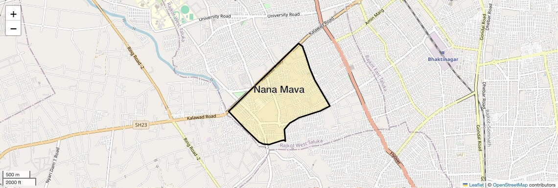 Location Map of Nana Mava, Rajkot
