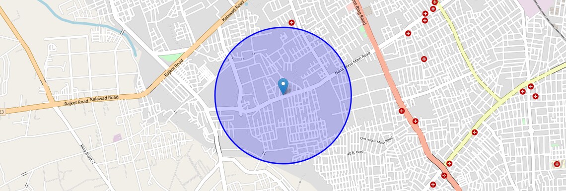 Location Map of Nana Mava Road, Rajkot