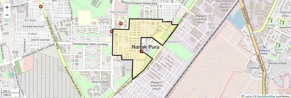 Location Map of Nanak Pura, Delhi