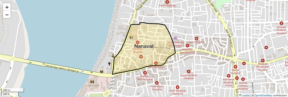 Location Map of Nanavat, Surat