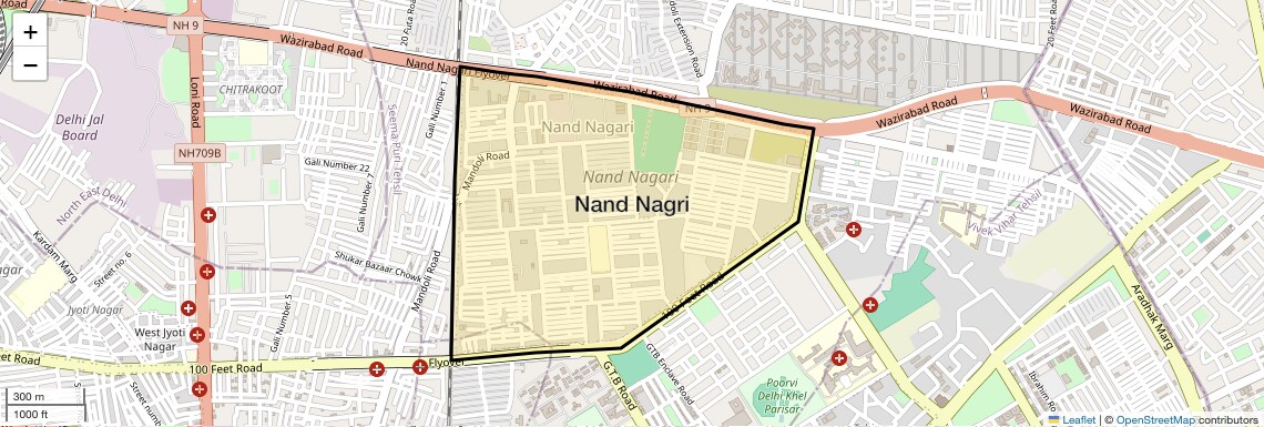Location Map of Nand Nagri, Delhi