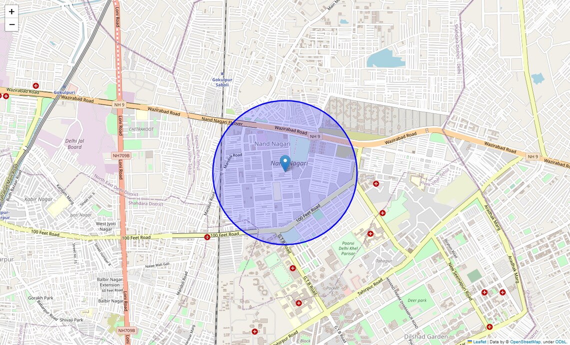 Location Map of Nand Nagri, Delhi