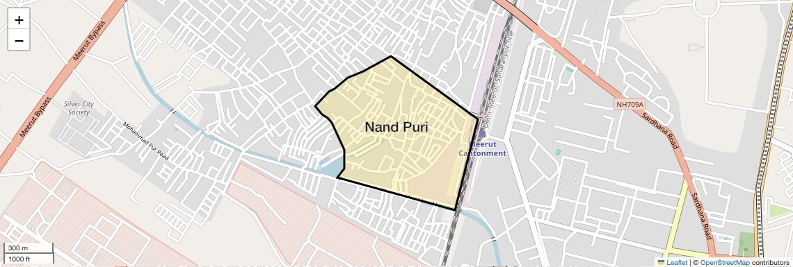 Location Map of Nand Puri, Meerut