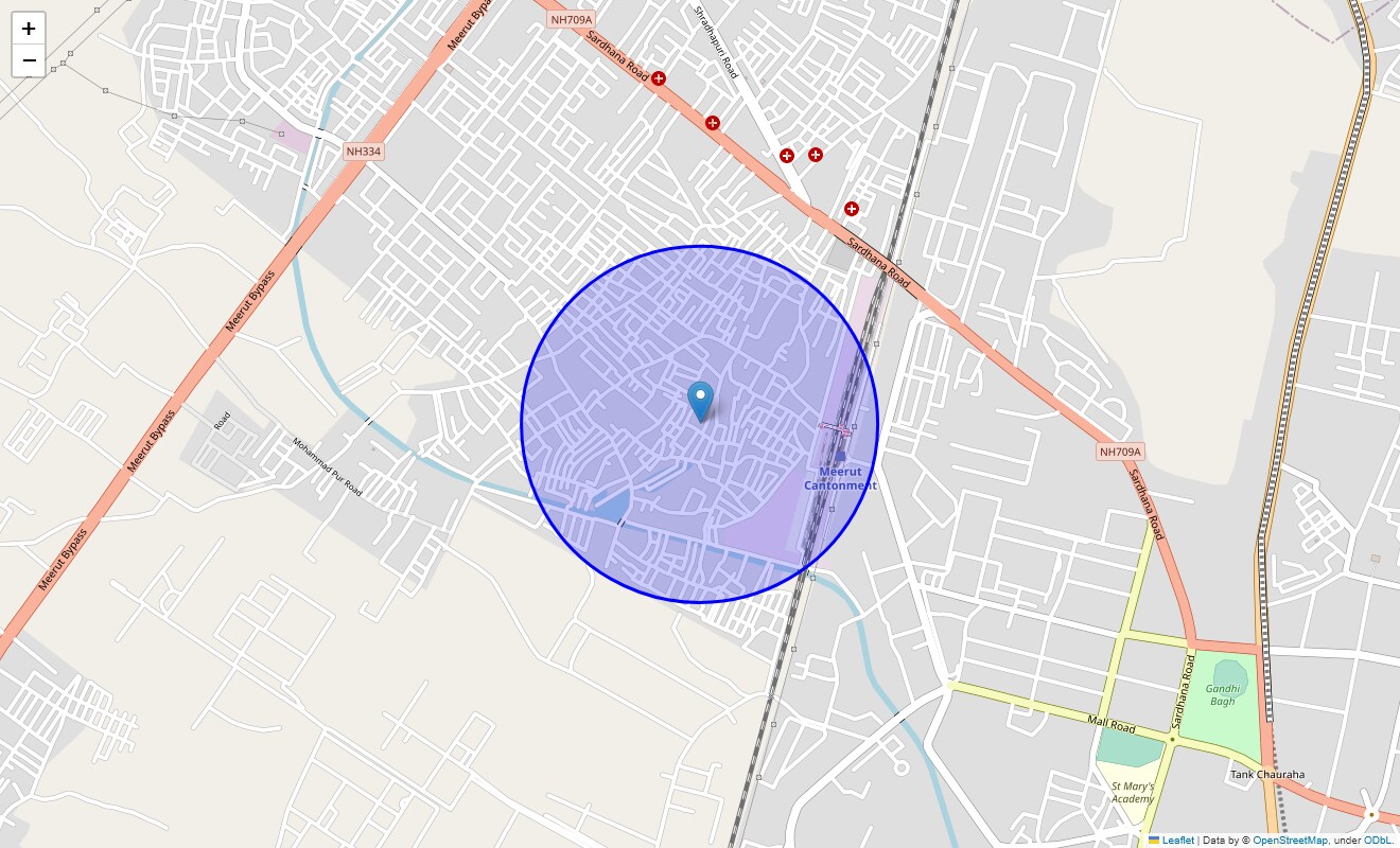 Location Map of Nand Puri, Meerut