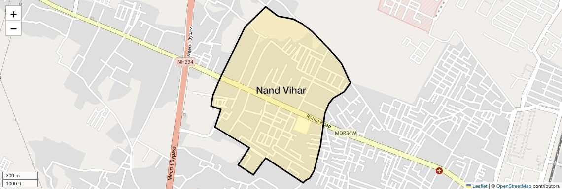 Location Map of Nand Vihar, Meerut