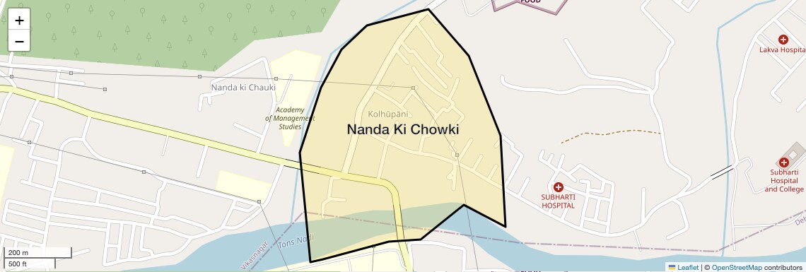 Location Map of Nanda Ki Chowki, Dehradun
