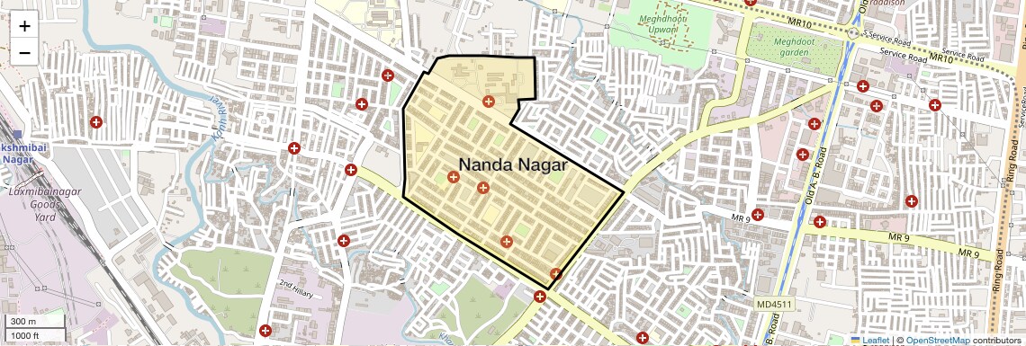 Location Map of Nanda Nagar, Indore