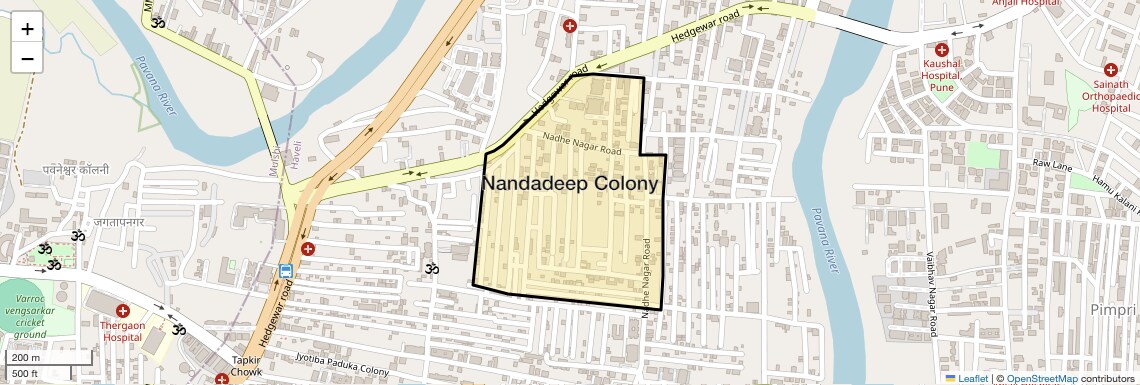 Location Map of Nandadeep Colony, Pune