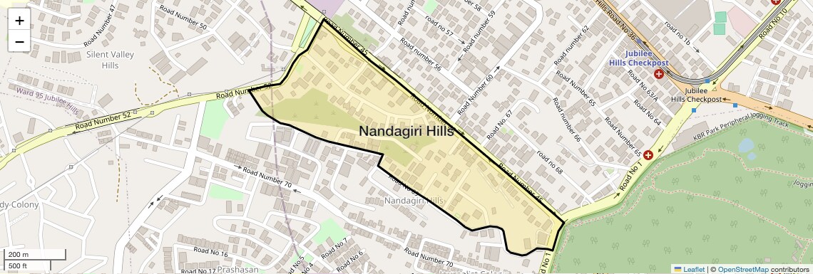 Location Map of Nandagiri Hills, Hyderabad