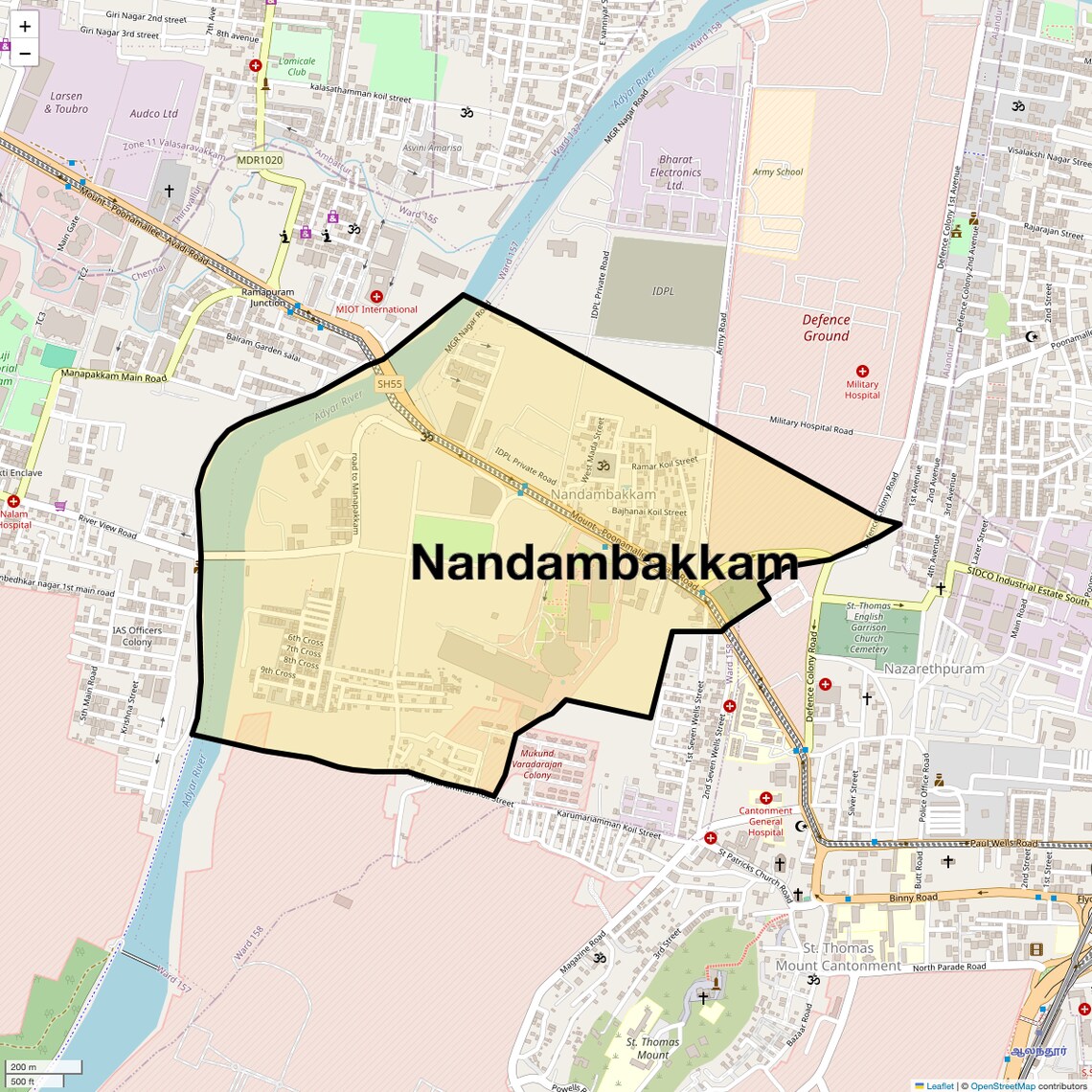 Location Map of Nandambakkam, Chennai