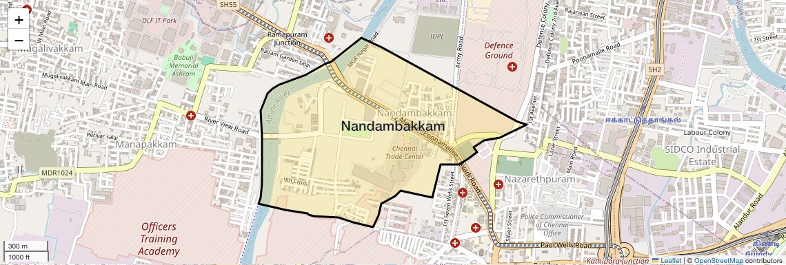 Location Map of Nandambakkam, Chennai