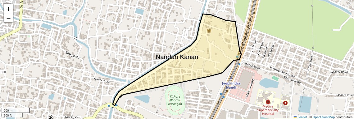 Location Map of Nandan Kanan, Kolkata
