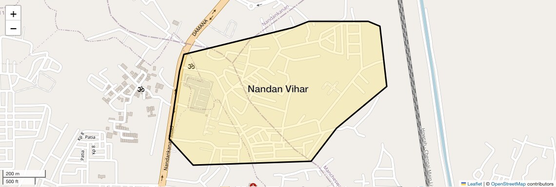 Location Map of Nandan Vihar, Bhubaneswar