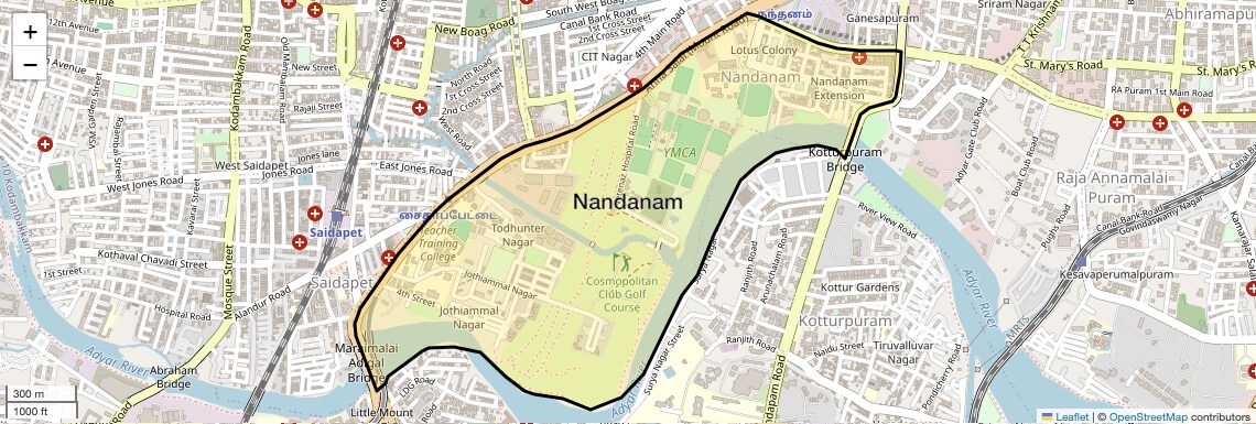 Location Map of Nandanam, Chennai
