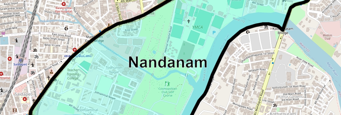 Location Map of Nandanam, Chennai