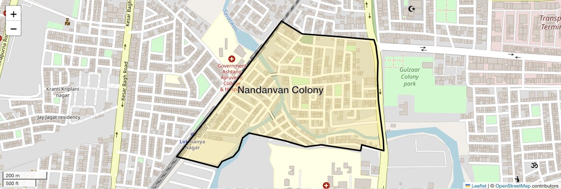Location Map of Nandanvan Colony, Indore