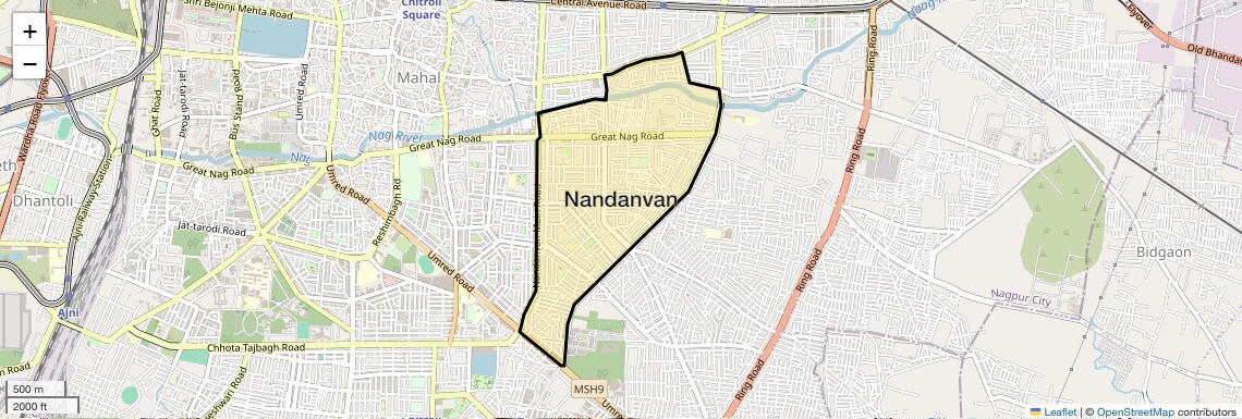 Location Map of Nandanvan, Nagpur