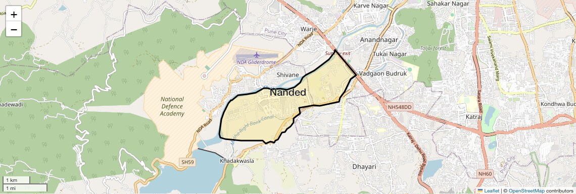 Location Map of Nanded, Pune