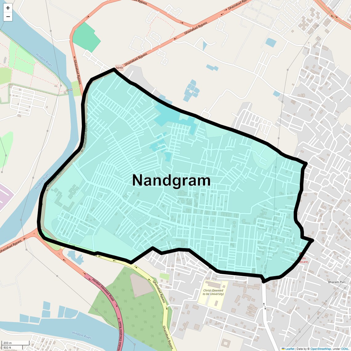 Location Map of Nandgram, Ghaziabad