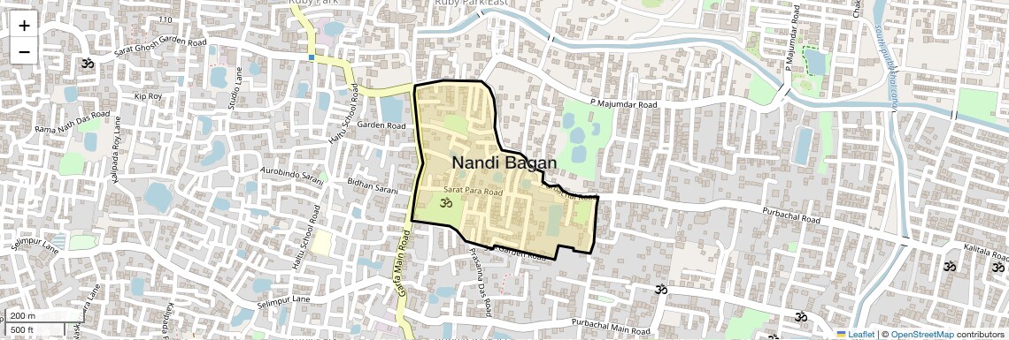 Location Map of Nandi Bagan, Kolkata