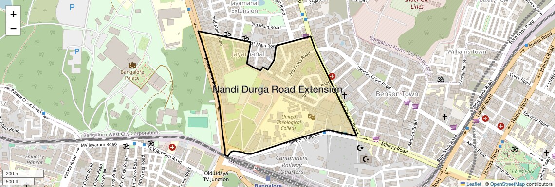 Check Time Travel of Nandi Durga Road Extension, Bangalore