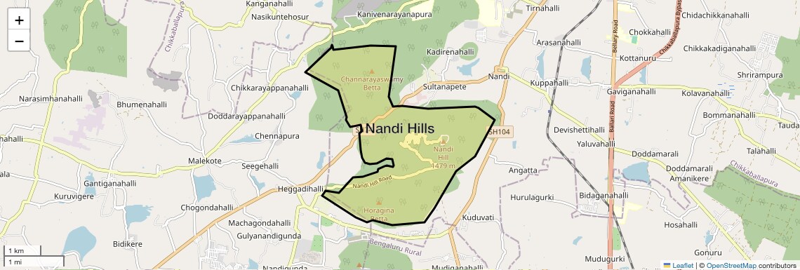 Location Map of Nandi Hills, Bangalore