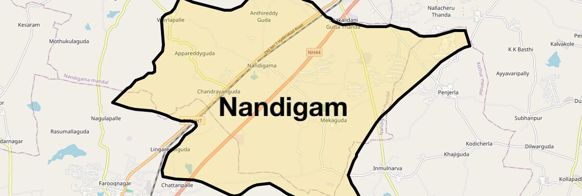 Location Map of Nandigam, Hyderabad