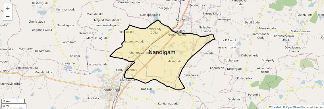 Location Map of Nandigam, Hyderabad