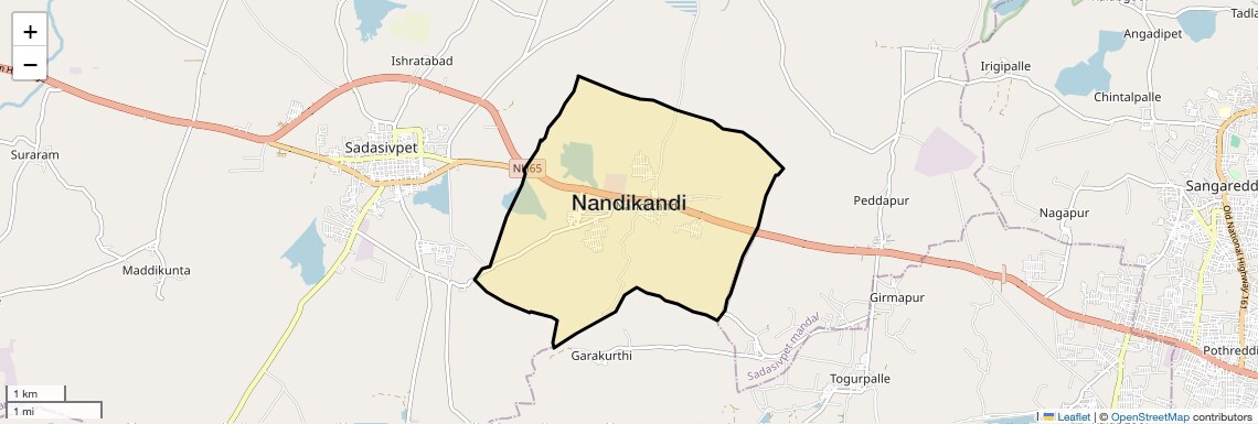 Location Map of Nandikandi, Sadashivpet