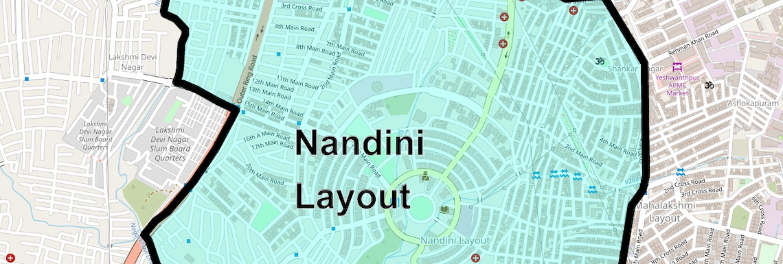 Location Map of Nandini Layout, Bangalore