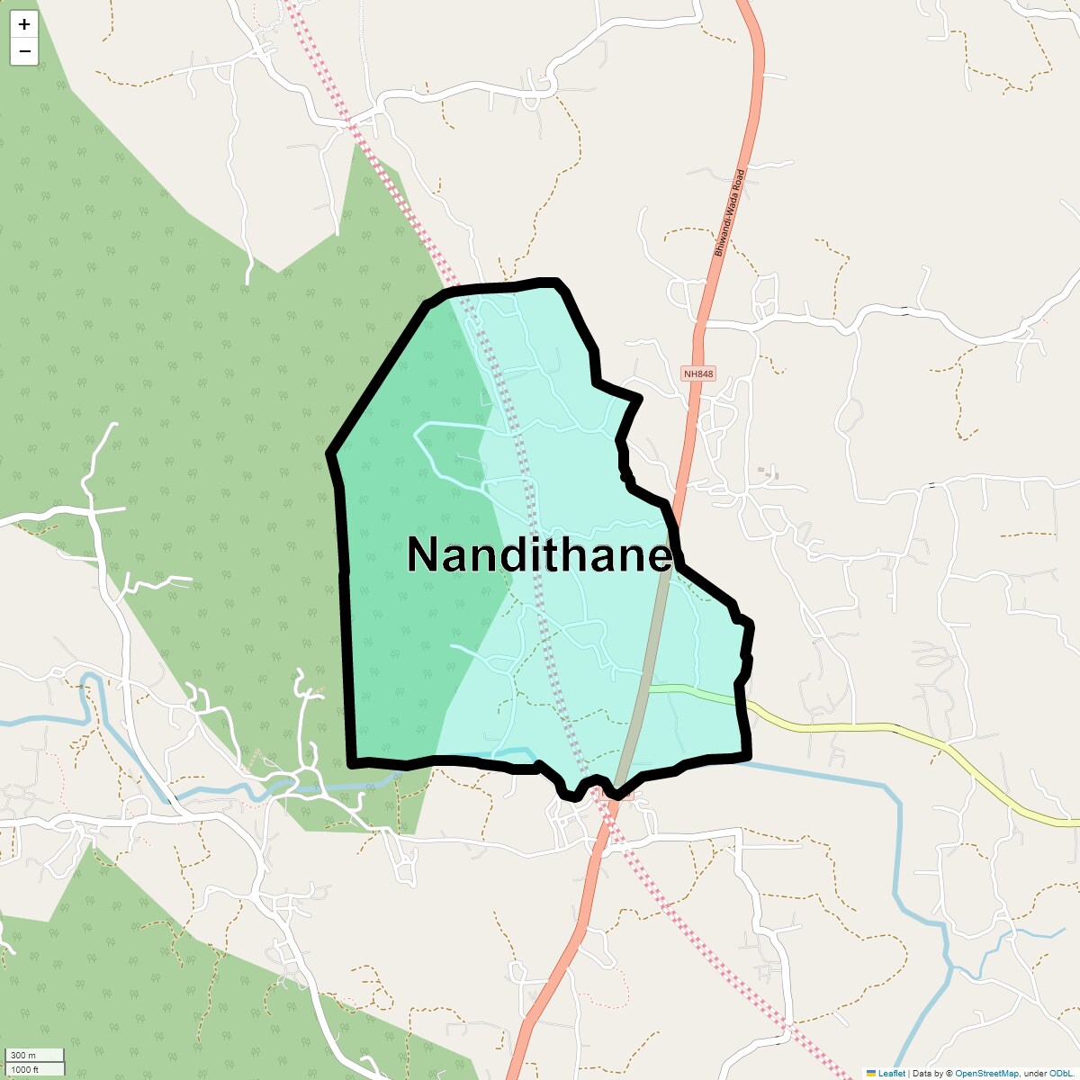 Location Map of Nandithane, Thane