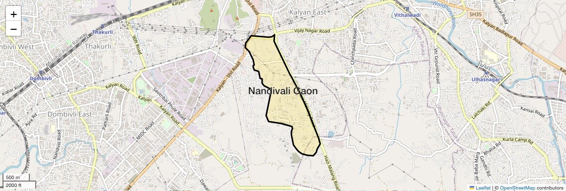 Location Map of Nandivali Gaon, Thane