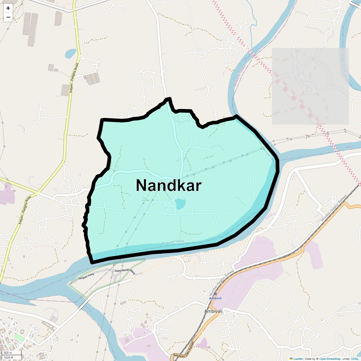 Location Map of Nandkar, Thane