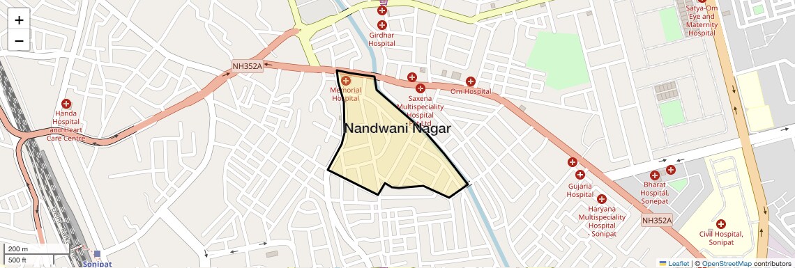 Location Map of Nandwani Nagar, Sonipat