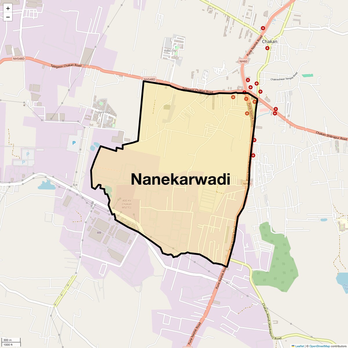 Location Map of Nanekarwadi, Pune