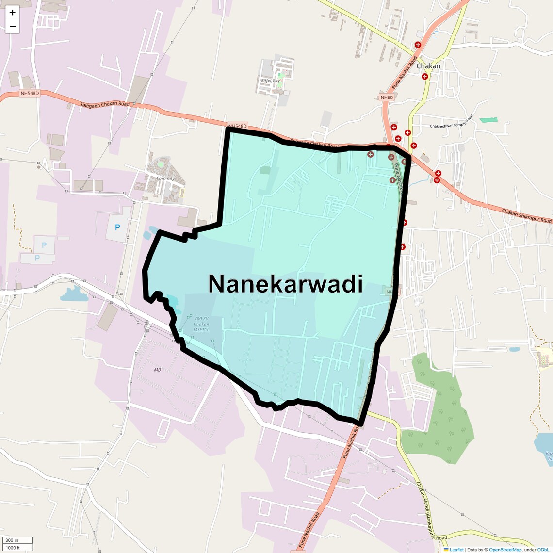 Location Map of Nanekarwadi, Pune