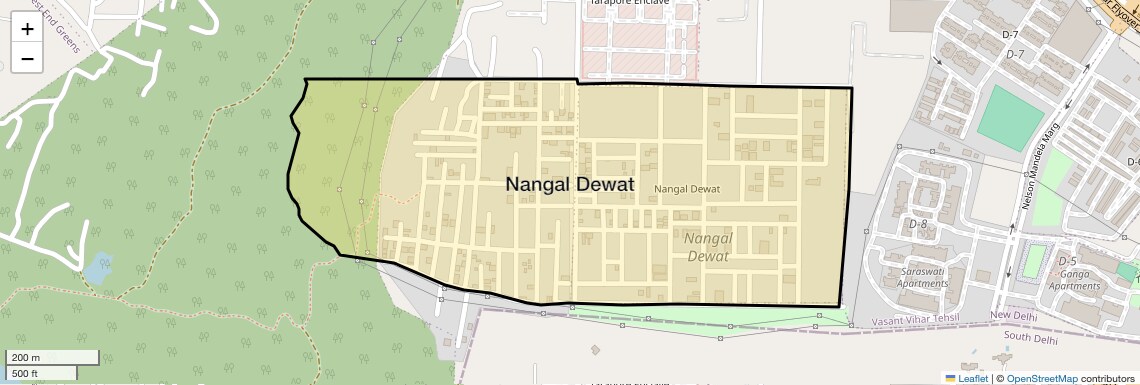 Location Map of Nangal Dewat, Delhi