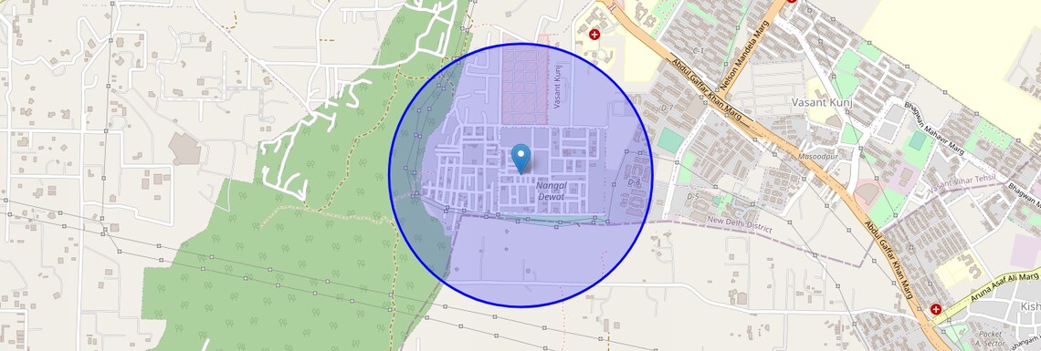 Location Map of Nangal Dewat, Delhi