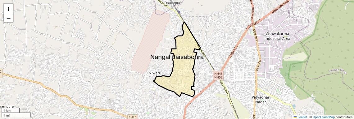 Location Map of Nangal Jaisabohra, Jaipur