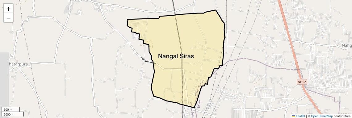 Location Map of Nangal Siras, Jaipur