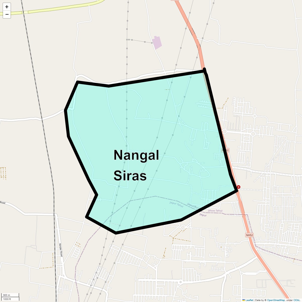 Location Map of Nangal Siras, Jaipur