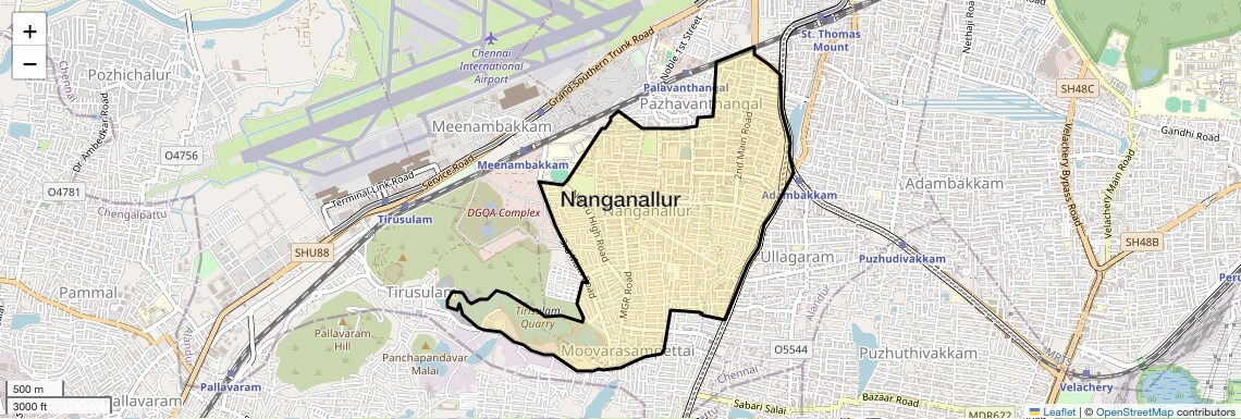 Location Map of Nanganallur, Chennai