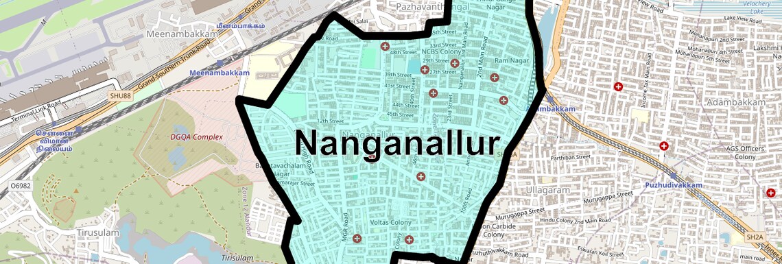 Location Map of Nanganallur, Chennai