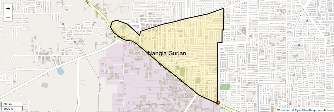 Location Map of Nangla Gurjan, Faridabad